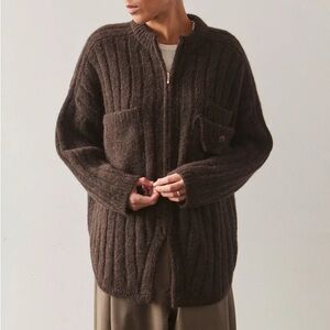 ISO Cordera Baby Alpaca Pocket Jacket in Brown